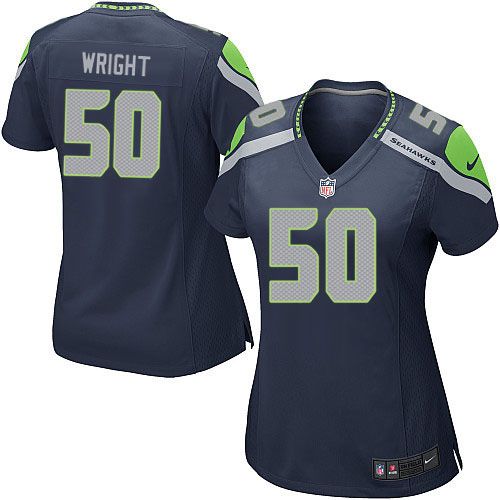 Nike Seahawks #50 K.J. Wright Steel Blue Team Color Women's Stitched NFL Elite Jersey